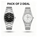 Compani Quartz Pack of 2 Deal - Black and White dial watches bundle