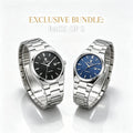 Compani Quartz Pack of 2 Deal - White and Green dial stainless steel watches