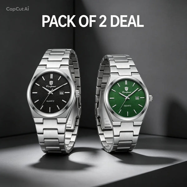 Compani Quartz Pack of 2 Watches – Steel Bracelet Bundle