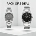 Compani Quartz Pack of 2 Offer - Blue and White dial stainless steel watches