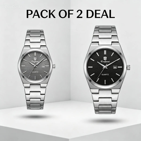 Compani Quartz Pack of 2 Watches – Steel Bracelet Bundle