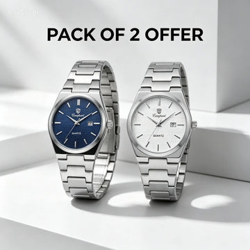 Compani Exclusive Bundle Pack of 2 - Black and Blue dial quartz watches