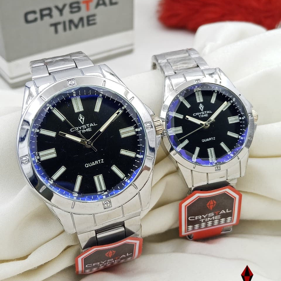 New Crystal Time Couple watch for men and women best Gift set budget friendly